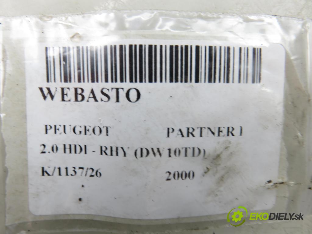 PEUGEOT PARTNER Combispace (5F) KOMBIVAN 2000 66,00 2.0 HDI - RHY (DW10TD) 1997,00 Webasto 65987F (Webasto (nezávislé kúrenie))
