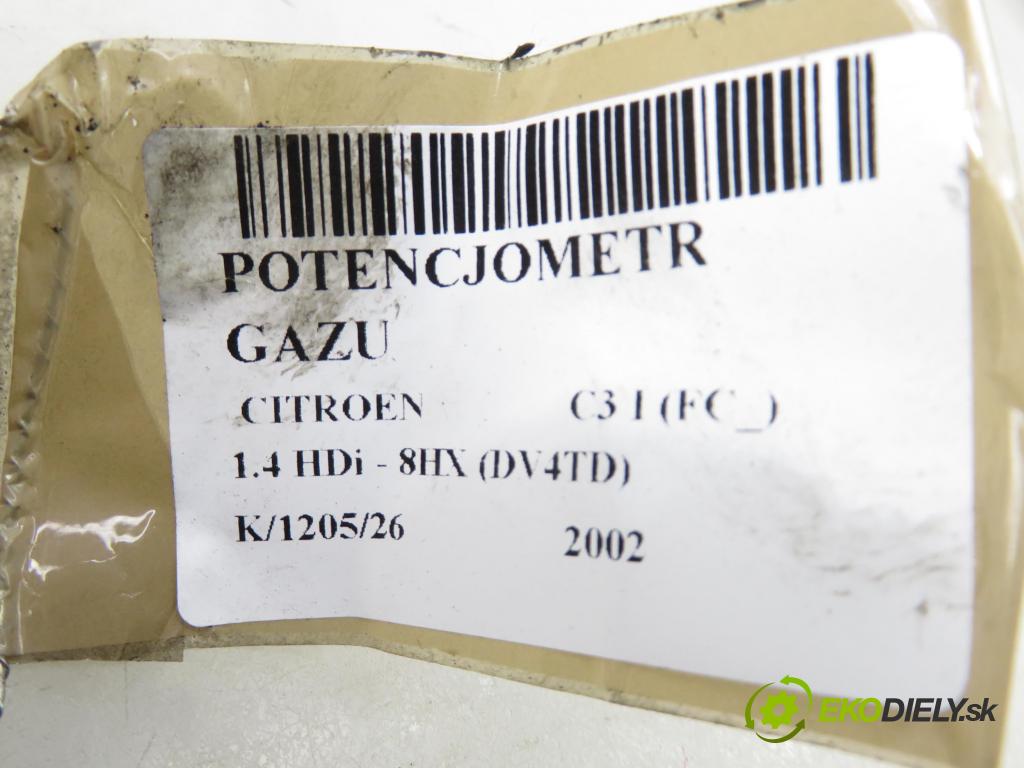 CITROEN C3 I (FC_) HB 2002 50,00 1.4 HDi 8V - 8HX 1398,00 Potenciometer plynu 0280752251 ; 9646702180 (Potenciometer plynového pedálu)