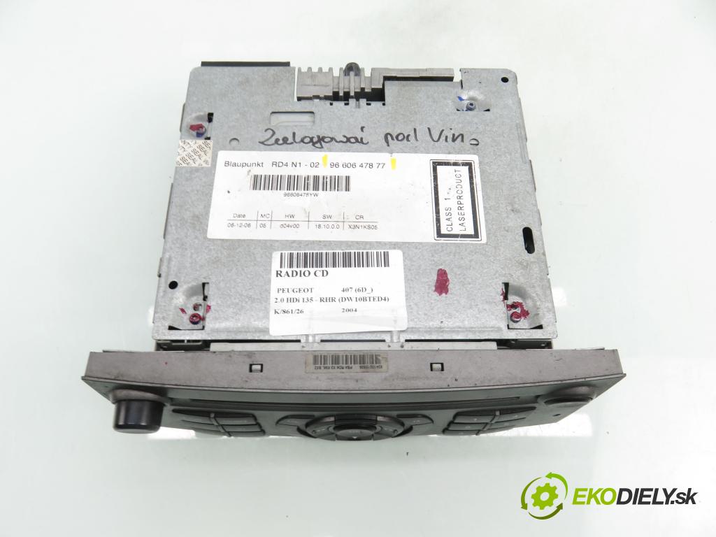 PEUGEOT 407 (6D_) SEDAN 2004 100,00 2.0 HDi 135 - RHR 1997,00 RADIO CD 9660647877