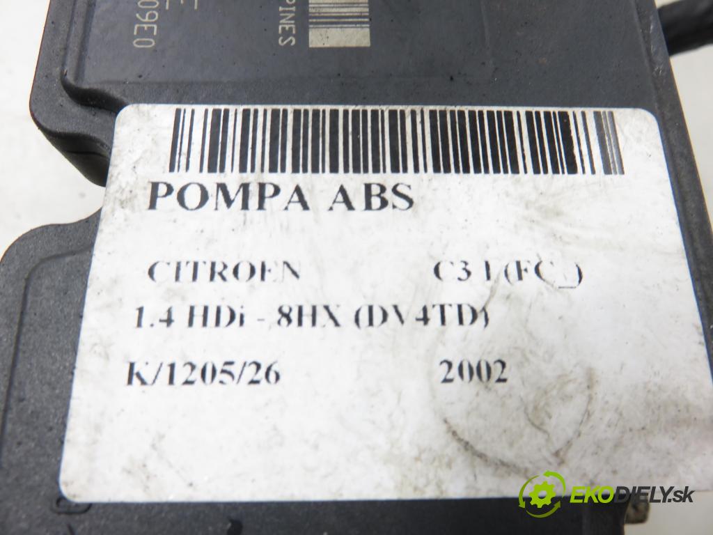 CITROEN C3 I (FC_) HB 2002 50,00 1.4 HDi 8V - 8HX 1398,00 Pumpa ABS 10097011183 (Pumpa ABS)