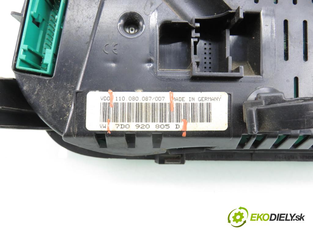 VW TRANSPORTER IV Platforma / podwozie (70E, 70L, 70M, 7DE, 7DL KABINA/PLATFORMA 2000 65,00 2.5 TDI - AJT 2461,00 Prístrojovka elektrický 7D0920805D ; 110080087007