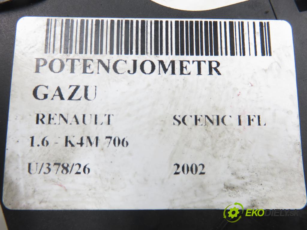 RENAULT SCENIC I (JA0/1_) MINIVAN 2002 79,00 1.6 - K4M 706 1598,00 Potenciometer plynu 8200139460 (Potenciometer plynového pedálu)