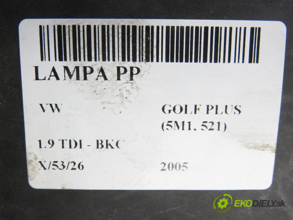 VW GOLF PLUS (5M1, 521) MINIVAN 2005 77,00 1.9 TDI - BKC 1896,00 Svetlo PP 5M1941006B