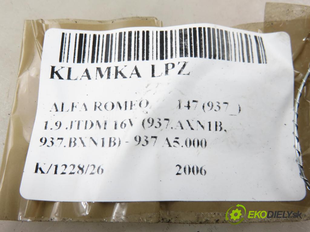 ALFA ROMEO 147 (937_) HB 2006 110,00 1.9 JTDM 16V (937.AXN1B, 937.BXN1B) - 937 A5.000 1910,00 Kľučka LPZ