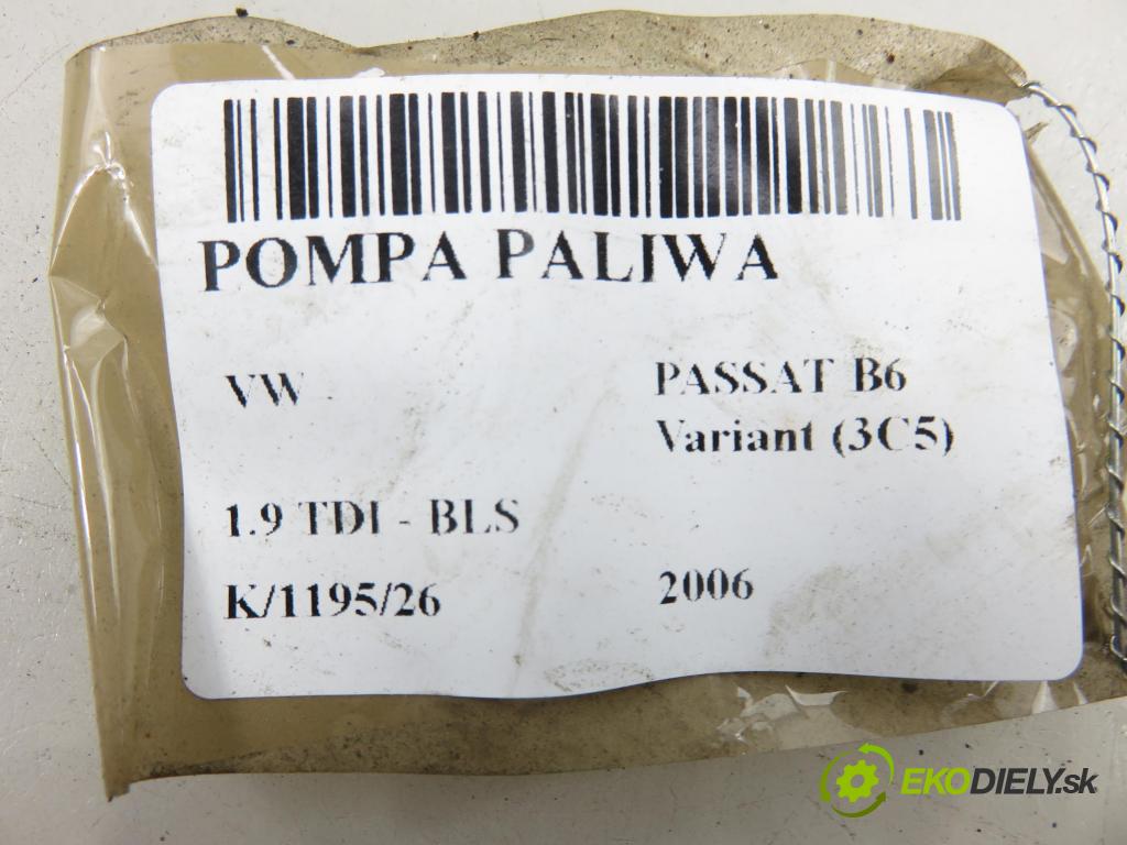 VW PASSAT B6 Variant (3C5) KOMBI 2006 77,00 1.9 TDI - BLS 1896,00 Pumpa paliva 3C0919050AA ; A2C53350460