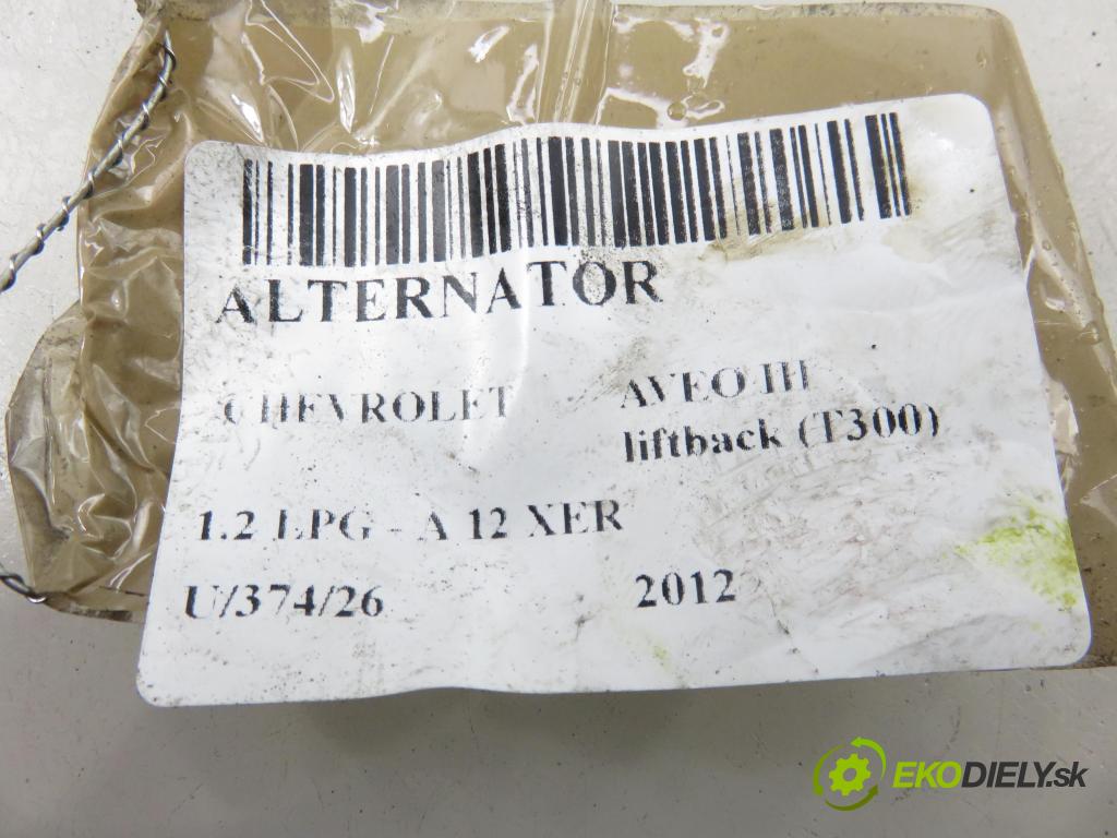 CHEVROLET AVEO liftback (T300) HB 2012 63,00 1.2 LPG - A 12 XER 1229,00 Alternátor 13579664 (Alternátor)