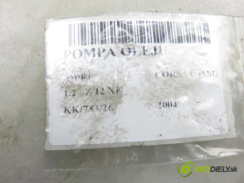 OPEL CORSA C (X01) HB 2004 55,00 1.2 - Z 12 XE 1199,00 Pumpa oleja 24469096 ; 90572867 (Olejová pumpa)