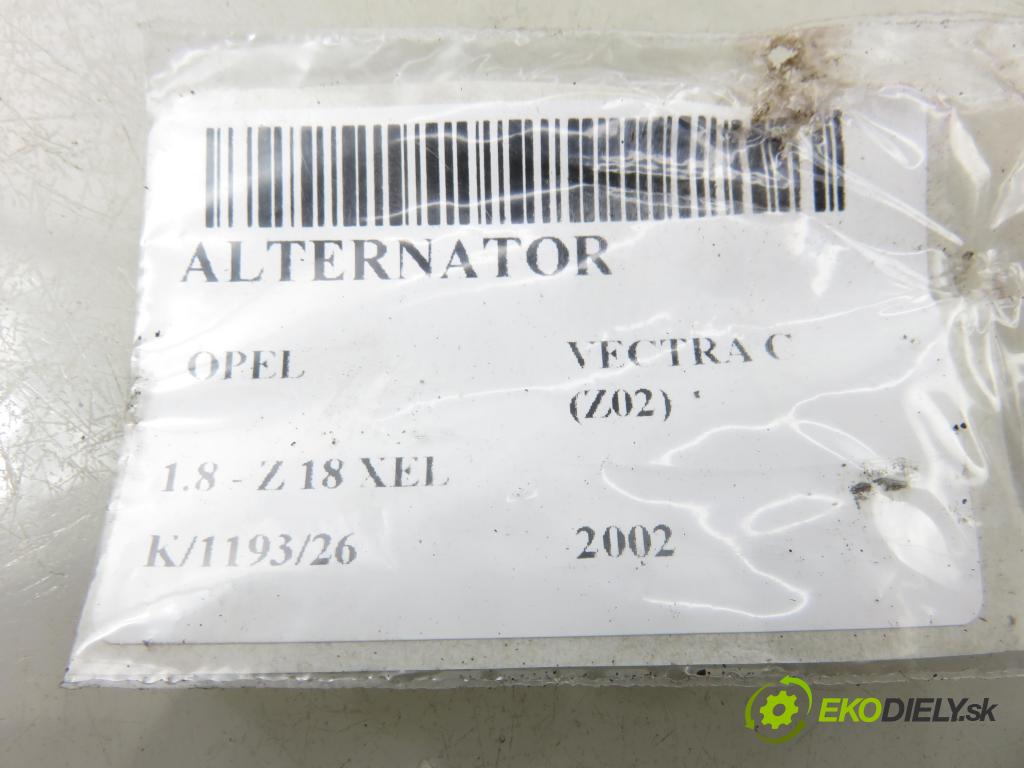 OPEL VECTRA C (Z02) SEDAN 2002 81,00 1.8 - Z 18 XEL 1796,00 Alternátor 90561971TZ ; 0124415002 (Alternátor)