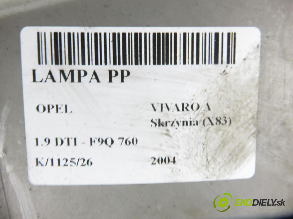 OPEL VIVARO A Skrzynia (X83) FURGON 2004 74,00 1.9 DTI - F9Q 760 1870,00 světlo PP 91165719 ; 7700311372 ; 89308700