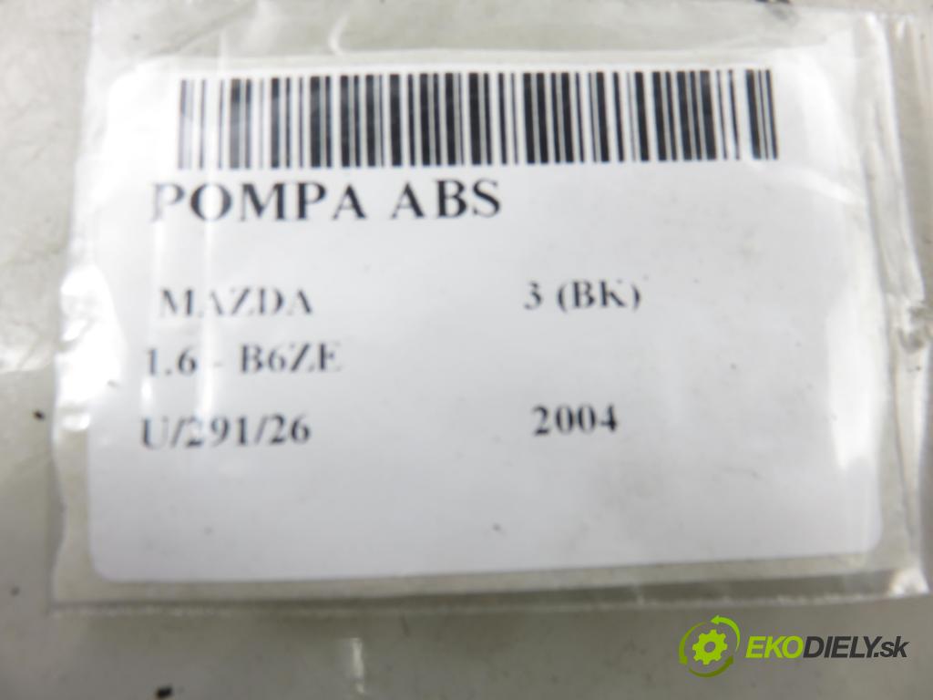 MAZDA 3 (BK) HB 2004 77,00 1.6 - B6ZE 1598,00 pumpa ABS 10097001053 ; 10020700054 ; 3M512M110AD (Pumpa ABS)