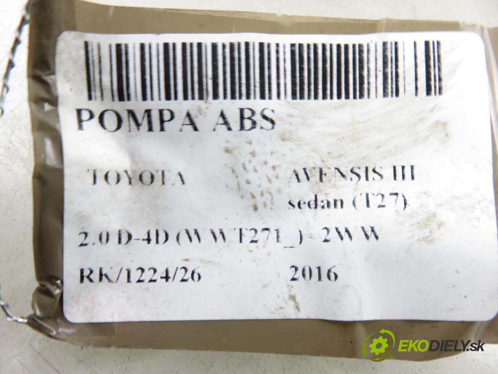 TOYOTA AVENSIS sedan (_T27_) SEDAN 2016 105,00 2.0 D-4D (WWT271_) - 2WW 1995,00 Pumpa ABS 0265956504 ; 2265106455 ; 4454005150 (Pumpa ABS)