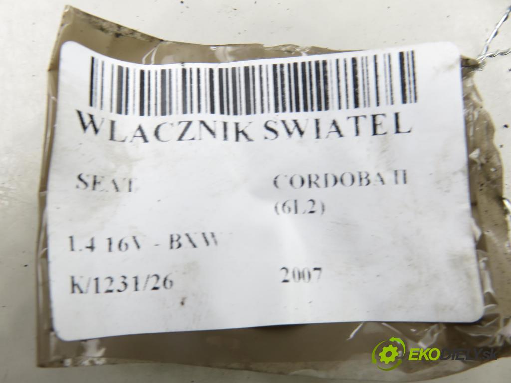 SEAT CORDOBA (6L2) SEDAN 2007 63,00 1.4 16V - BXW 1390,00 prepínač svetlá 6L1941531AF