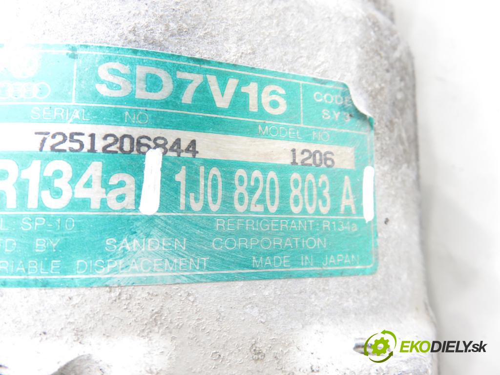 VW BORA (1J2) SEDAN 1998 74,00 1.6 - AKL 1595,00 KOMPRESOR: klimatizácie 1J0820803A (Kompresor klimatizácie)