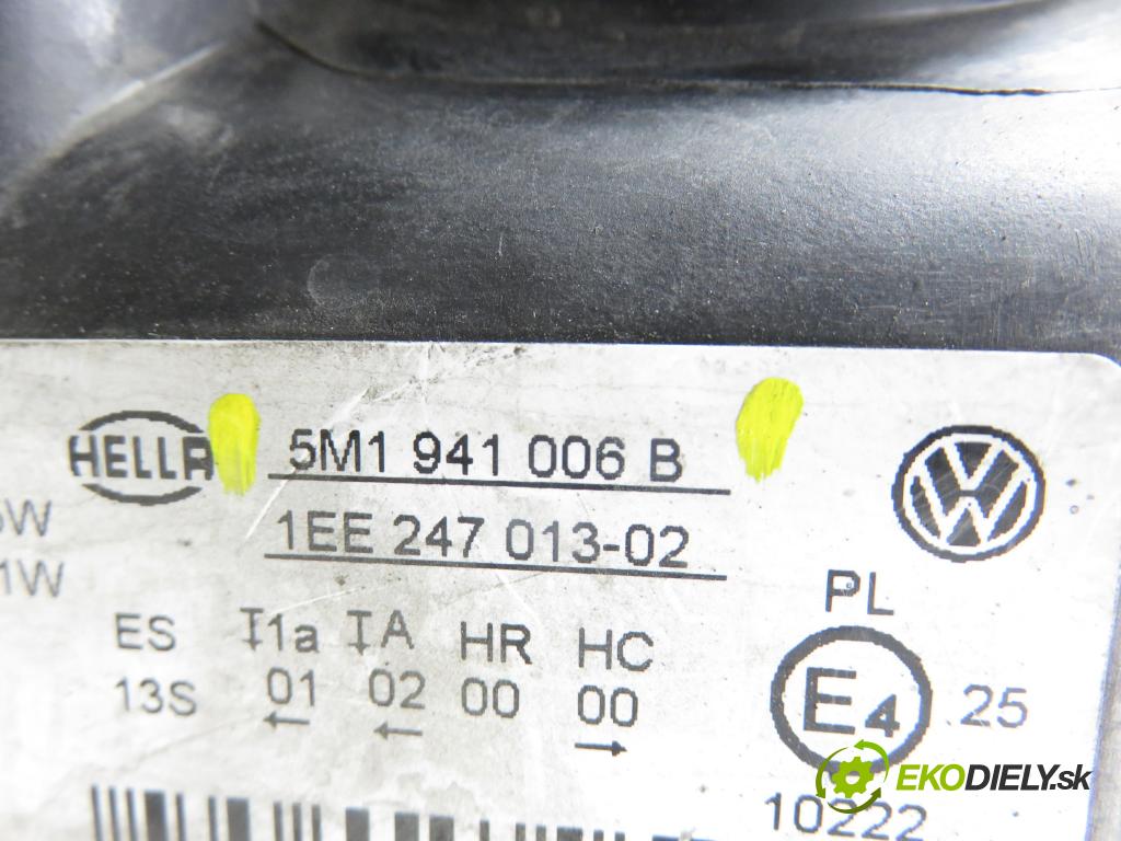 VW GOLF PLUS (5M1, 521) MINIVAN 2005 77,00 1.9 TDI - BLS 1896,00 Svetlo PP 5M1941006B