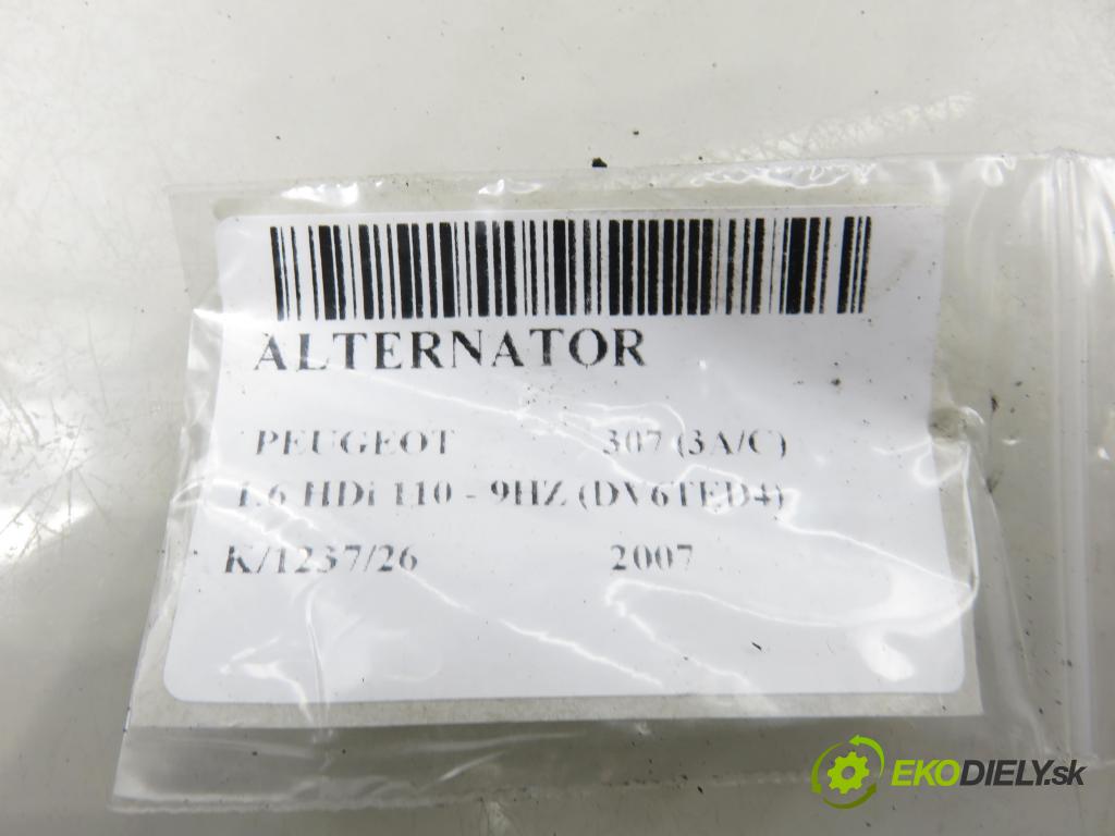 PEUGEOT 307 (3A/C) HB 2007 80,00 1.6 HDi 110 1560,00 Alternátor 9646321880 ; 0124525035 (Alternátor)