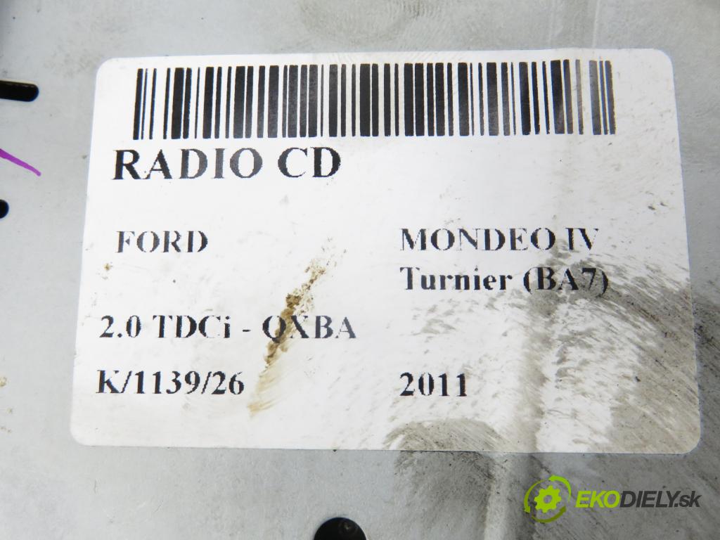 FORD MONDEO IV Turnier (BA7) KOMBI 2011 103,00 2.0 TDCi - QXBA 1997,00 RADIO CD BS7T18C815AF