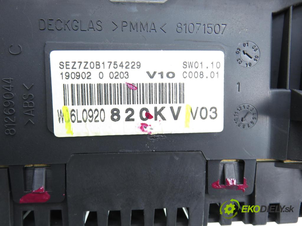 SEAT CORDOBA (6L2) SEDAN 2003 96,00 1.9 TDI - ASZ 1896,00 prístrojovka elektrický 6L0920820KV