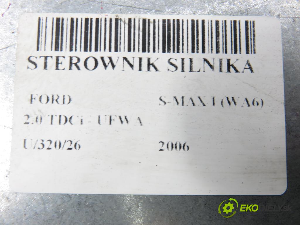 FORD S-MAX (WA6) MINIVAN 2006 103,00 2.0 TDCi - UFWA 1997,00 řídící jednotka motora 6G9112A650MH ; 5WS40416HT