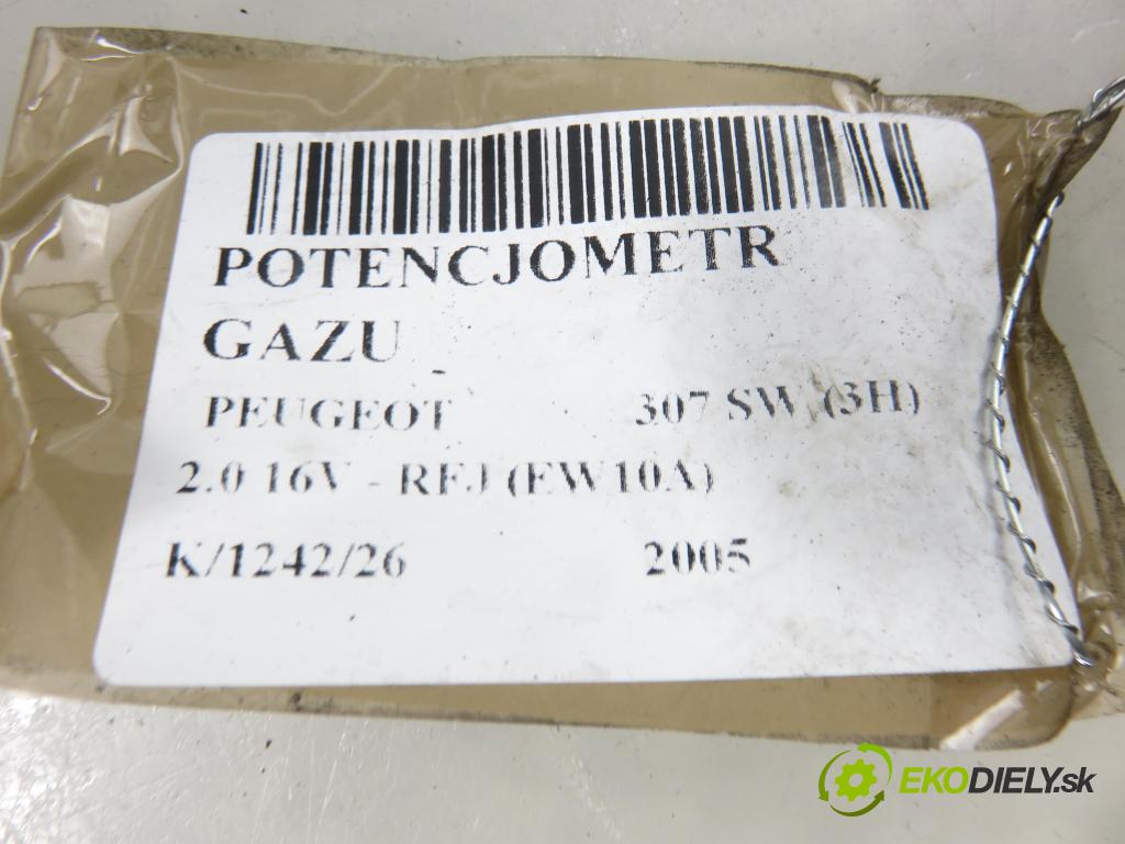 PEUGEOT 307 SW (3H) KOMBI 2005 0,00 2.0 16V - RFJ (EW10A) 1997,00 Potenciometer plynu 0280755001 ; 9650889180 (Potenciometer plynového pedálu)