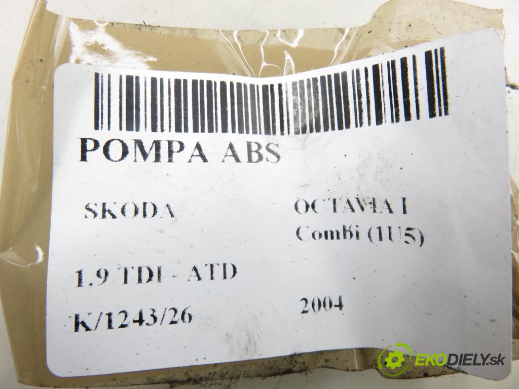 SKODA OCTAVIA I Combi (1U5) KOMBI 2004 74,00 1.9 TDI - ATD 1896,00 Pumpa ABS 10094903543 ; 1J0907379AG ; 10020402144 (Pumpa ABS)