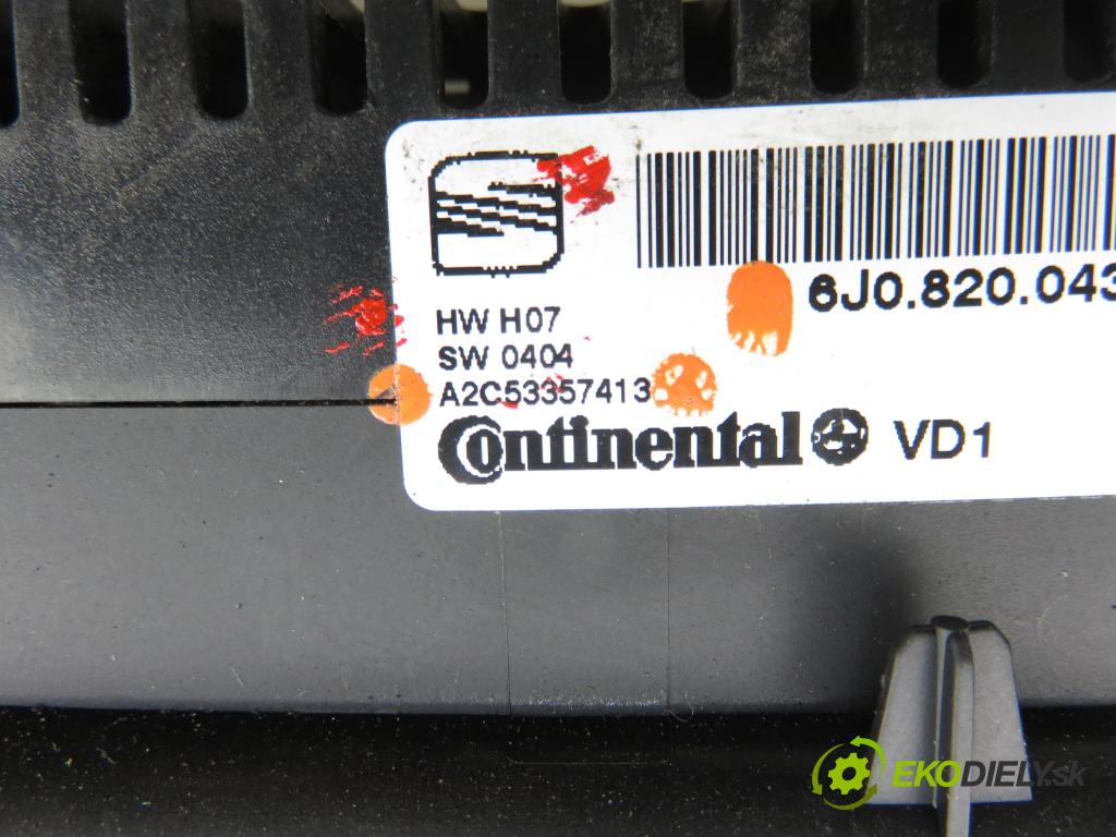 SEAT IBIZA IV (6J5, 6P1) HB 2009 77,00 1.6 - BTS 1598,00 Panel kúrenia KLIMATRONIK 6J0820043A ; A2C53357413