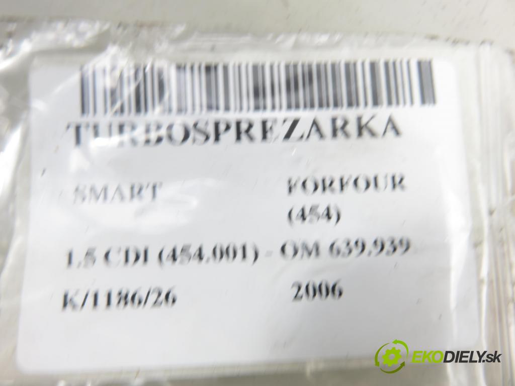 SMART FORFOUR (454) HB 2006 70,00 1.5 CDI (454.001) - OM 639.939 1493,00 RYCHLONABÍJEČKA: 6390900880 (Kompletní turbodmychadlo)