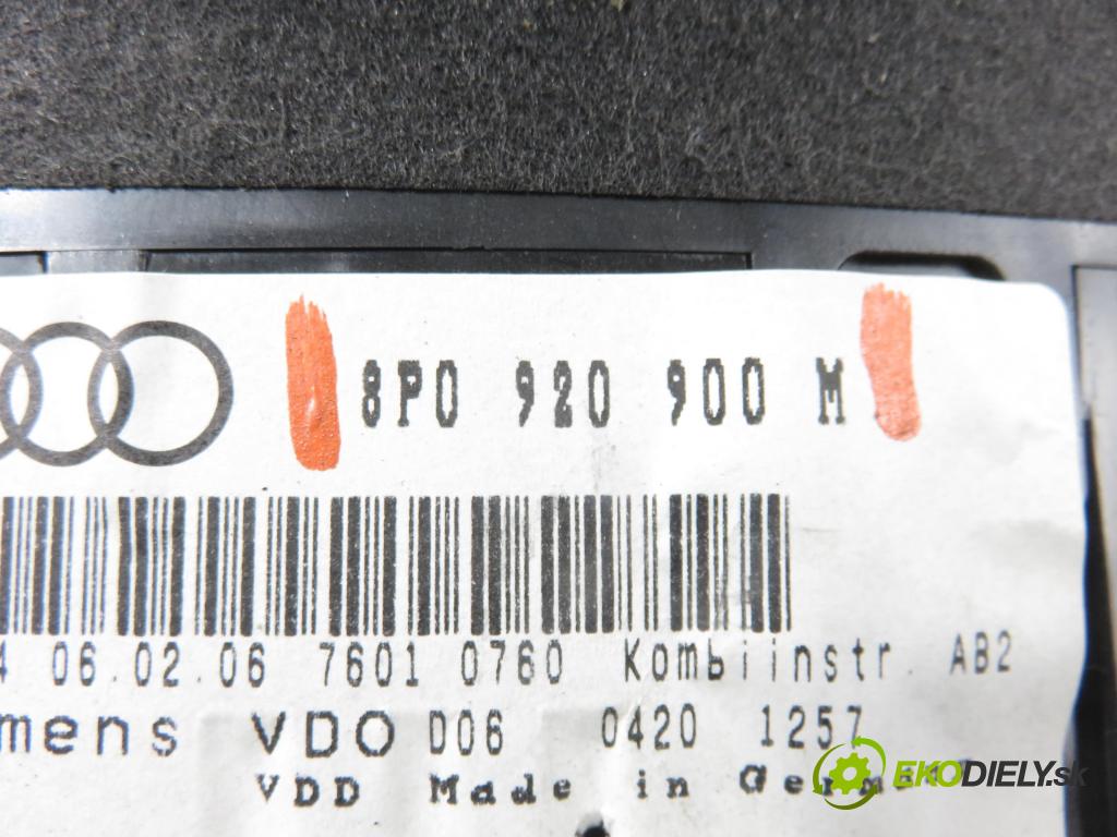 AUDI A3 Sportback (8PA) HB 2006 75,00 1.6 - BSE 1595,00 Prístrojovka elektrický 8P0920900M