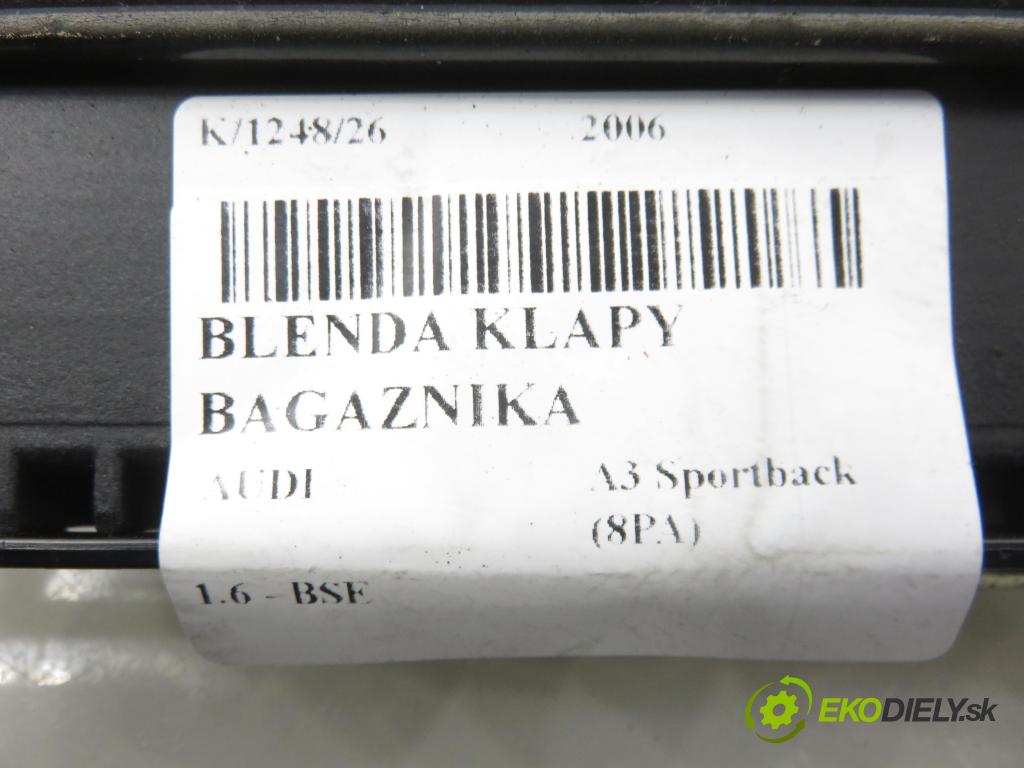 AUDI A3 Sportback (8PA) HB 2006 75,00 1.6 - BSE 1595,00 zadní část - čelo dveří kufr 8P4827574