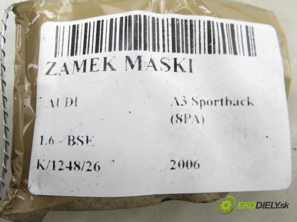 AUDI A3 Sportback (8PA) HB 2006 75,00 1.6 - BSE 1595,00 zámok kapoty 8P0823509D