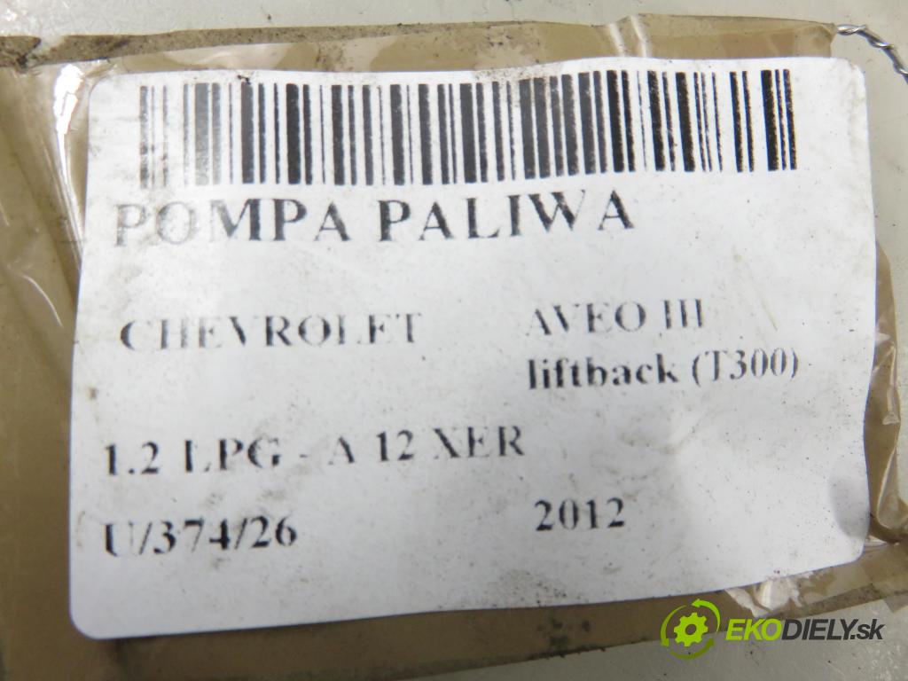 CHEVROLET AVEO liftback (T300) HB 2012 63,00 1.2 LPG - A 12 XER 1229,00 pumpa paliva 13503108A ; 13575964