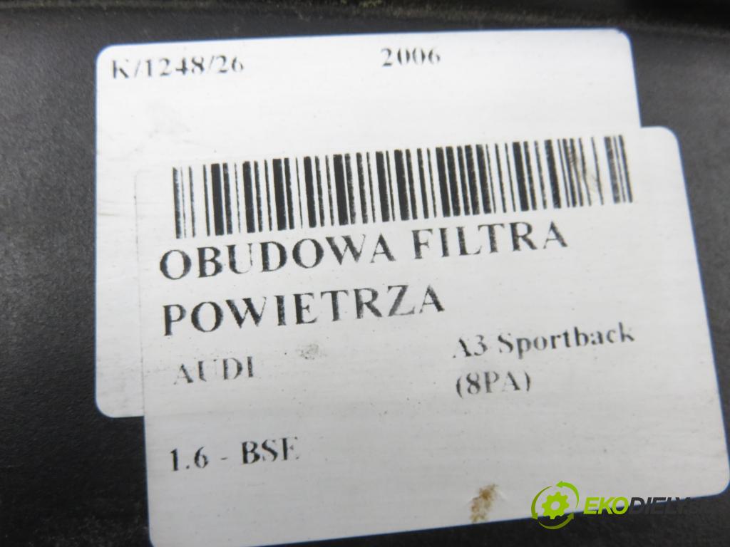 AUDI A3 Sportback (8PA) HB 2006 75,00 1.6 - BSE 1595,00 obal filtra vzduchu 1F0129607 ; 1K0129610B ; 1F0129601 (Kryt vzduchového filtru)