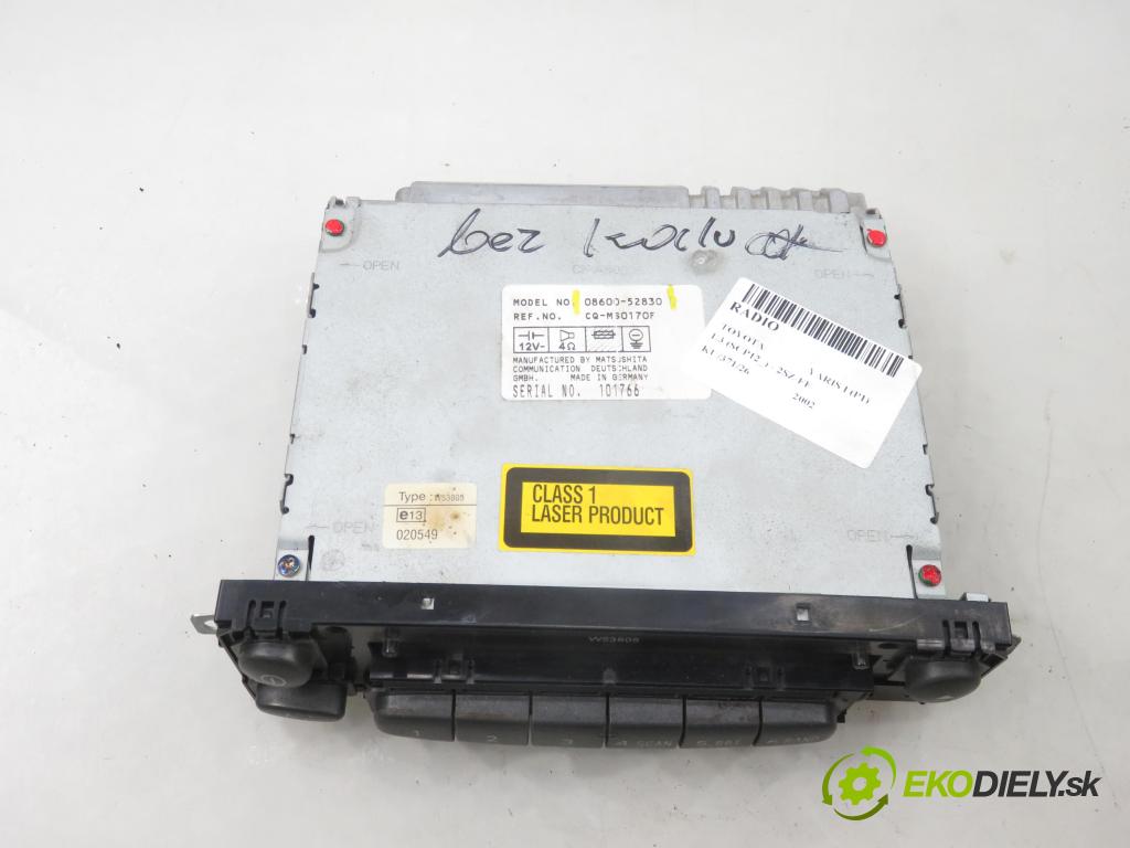 TOYOTA YARIS (_P1_) HB 2002 64,00 1.3 VVTi 87 - 2SZ-FE 1298,00 RADIO CD 0860052830