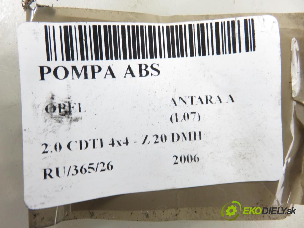 OPEL ANTARA A (L07) SUV 2006 110,00 2.0 CDTI 4x4 - Z 20 DMH 1991,00 pumpa ABS 25021200124 ; 25092645203 ; 25060001573 (Pumpa ABS)