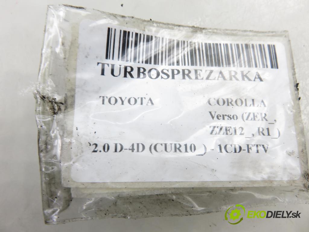 TOYOTA COROLLA Verso (ZER_, ZZE12_, R1_) MINIVAN 2005 85,00 2.0 D-4D (CUR10_) - 1CD-FTV 1995,00 Turbodúchadlo 172010G010 (Turbodúchadlo (kompletné))