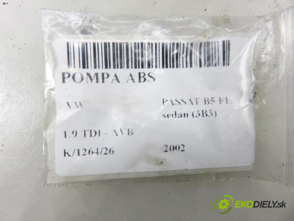 VW PASSAT B5.5 (3B3) SEDAN 2002 74,00 1.9 TDI - AVB 1896,00 pumpa ABS 0265950055 ; 4B0614517G ; 0265225124 (Pumpa ABS)