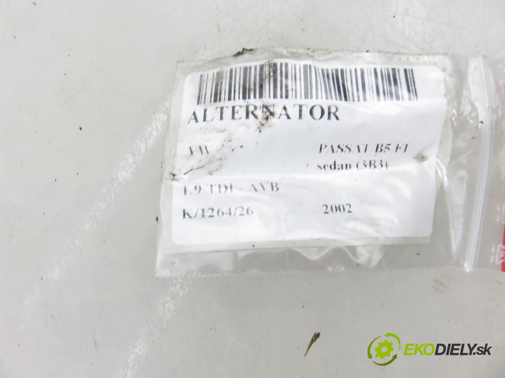 VW PASSAT B5.5 (3B3) SEDAN 2002 74,00 1.9 TDI - AVB 1896,00 Alternátor 028903031 ; 0124515083 (Alternátor)