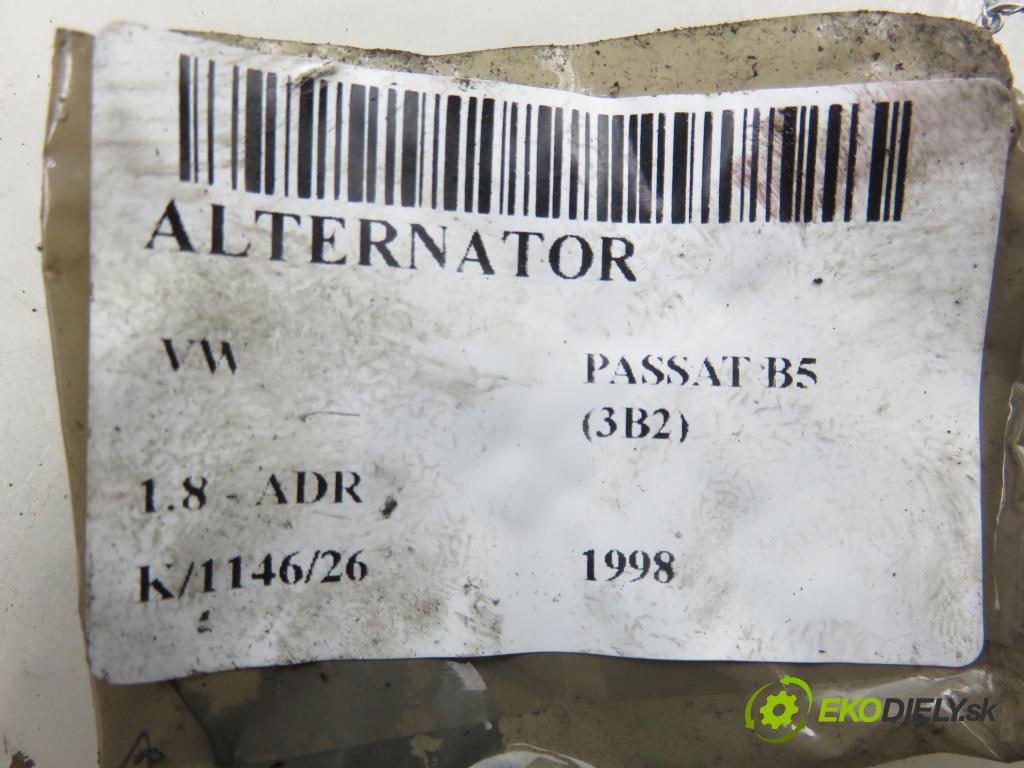 VW PASSAT B5 (3B2) SEDAN 1998 92,00 1.8 20V 125 - ADR 1781,00 Alternátor 06B903016D (Alternátor)