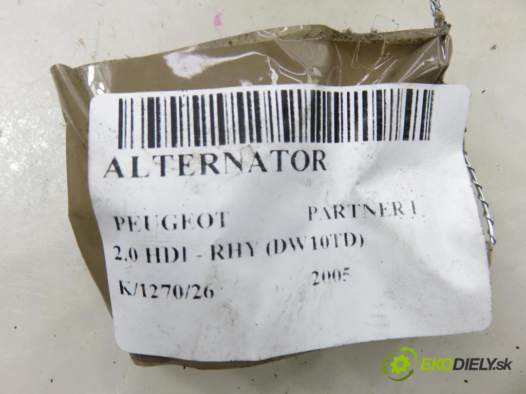 PEUGEOT PARTNER Combispace (5F) KOMBIVAN 2005 66,00 2.0 HDI - RHY (DW10TD) 1997,00 Alternátor MS1022118010 (Alternátor)