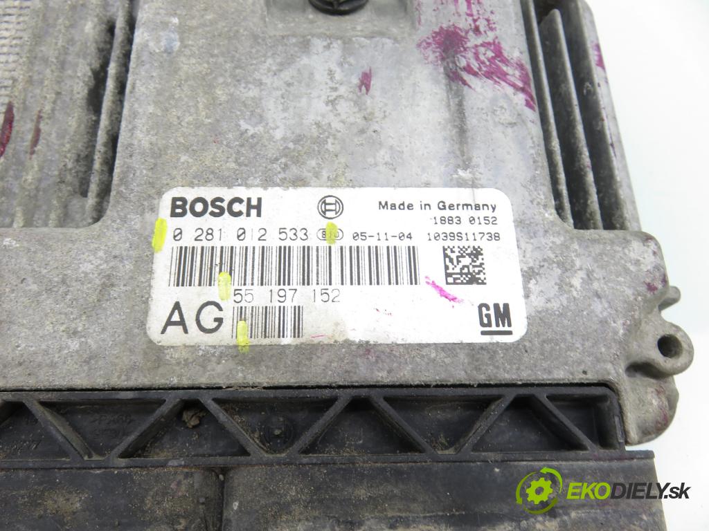 OPEL VECTRA C (Z02) LIFTBACK 2006 88,00 1.9 CDTI - Z 19 DT 1910,00 Riadiaca jednotka Motor 55197152AG ; 0281012533