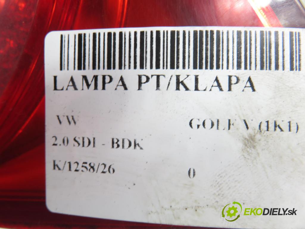 VW GOLF V (1K1) HB 2004 55,00 2.0 SDI - BDK 1968,00 světlo pravé zadní kufr 1K6945094E