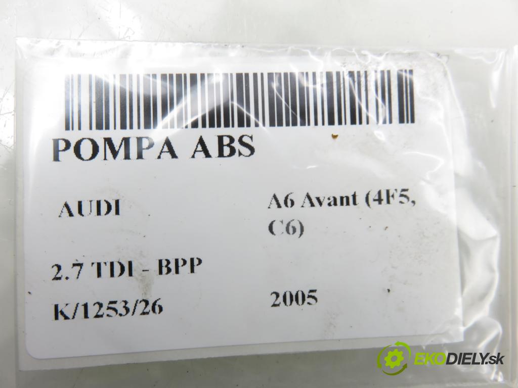 AUDI A6 Avant (4F5, C6) KOMBI 2005 132,00 2.7 TDI - BPP 2698,00 Pumpa ABS 4F0910517K ; 0265950429 (Pumpa ABS)