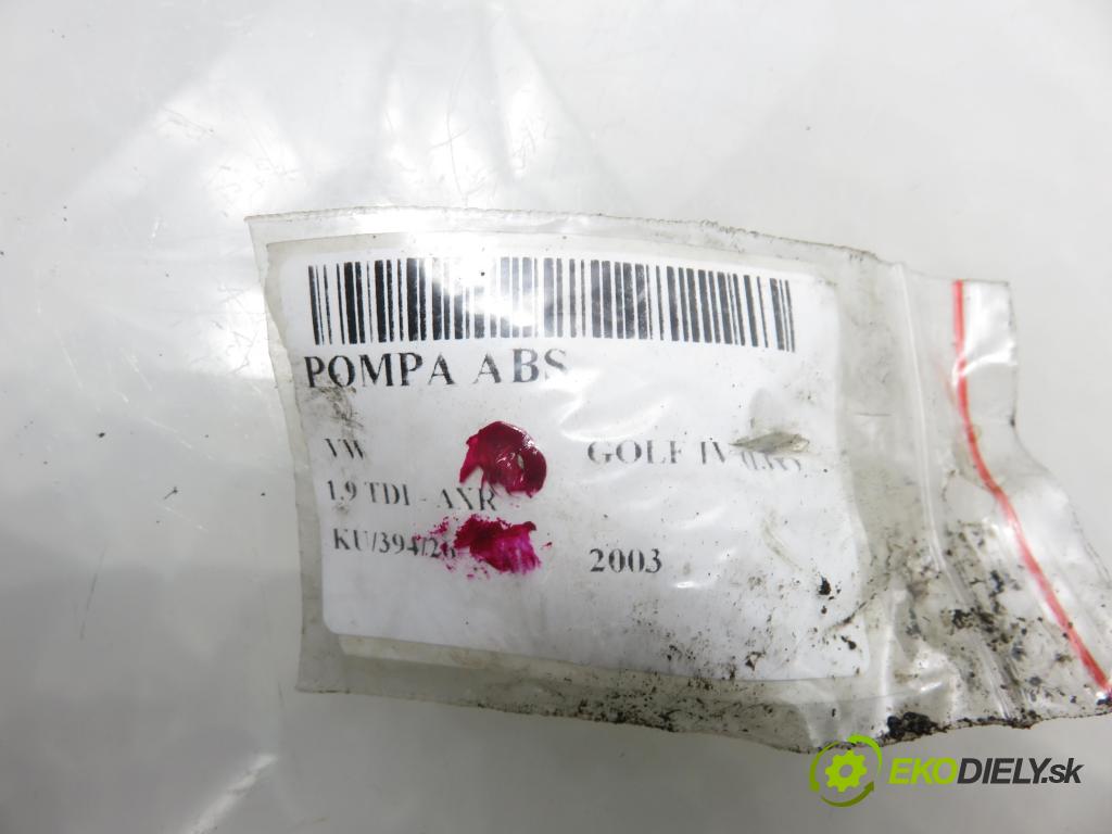 VW GOLF IV (1J1) HB 2003 74,00 1.9 TDI PD 101 - AXR 1896,00 pumpa ABS 10096003353 ; 1C0907379M ; 1J0614517J (Pumpa ABS)