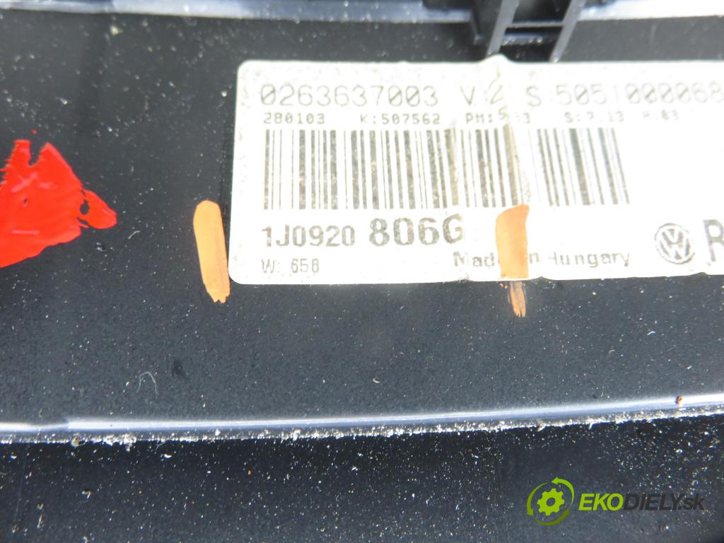 VW GOLF IV (1J1) HB 2003 74,00 1.9 TDI PD 101 - AXR 1896,00 prístrojovka elektrický 1J0920806G