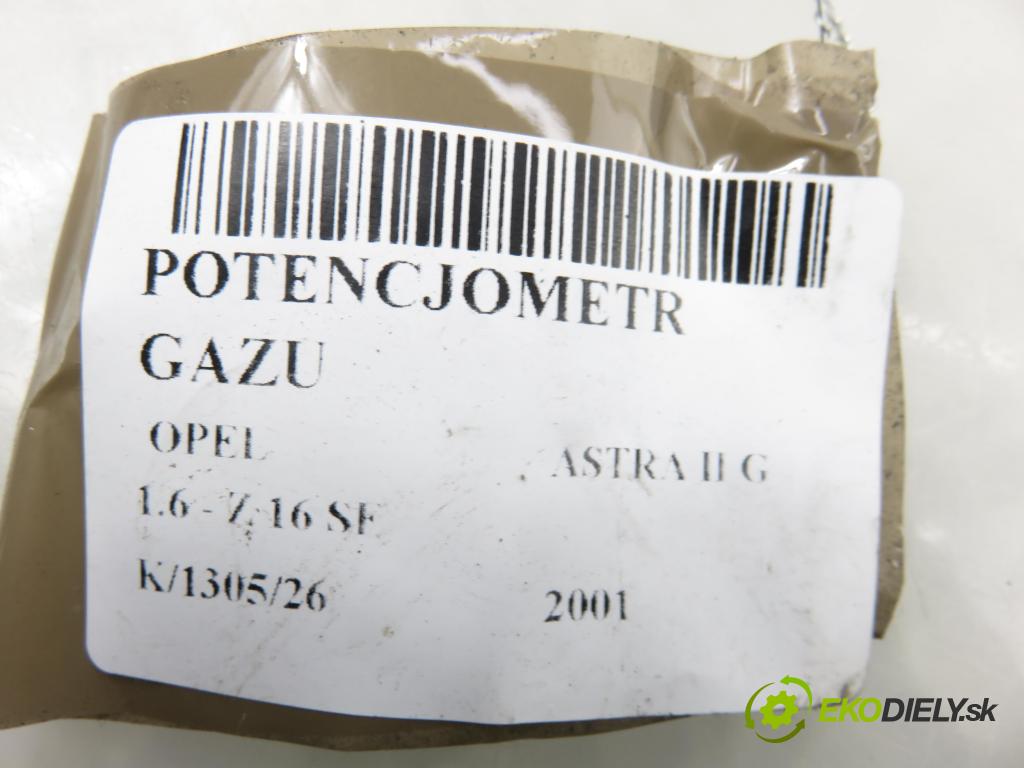 OPEL ASTRA G liftback (T98) HB 2001 62,00 1.6 - Z 16 SE 1598,00 Potenciometer plynu 9157998BK ; 6PV00811200 (Potenciometer plynového pedálu)