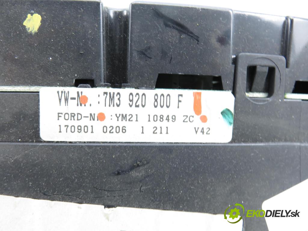 VW SHARAN (7M8, 7M9, 7M6) MINIVAN 2001 85,00 1.9 TDI - AUY 1896,00 prístrojovka elektrický 7M3920800F ; YM2110849ZC