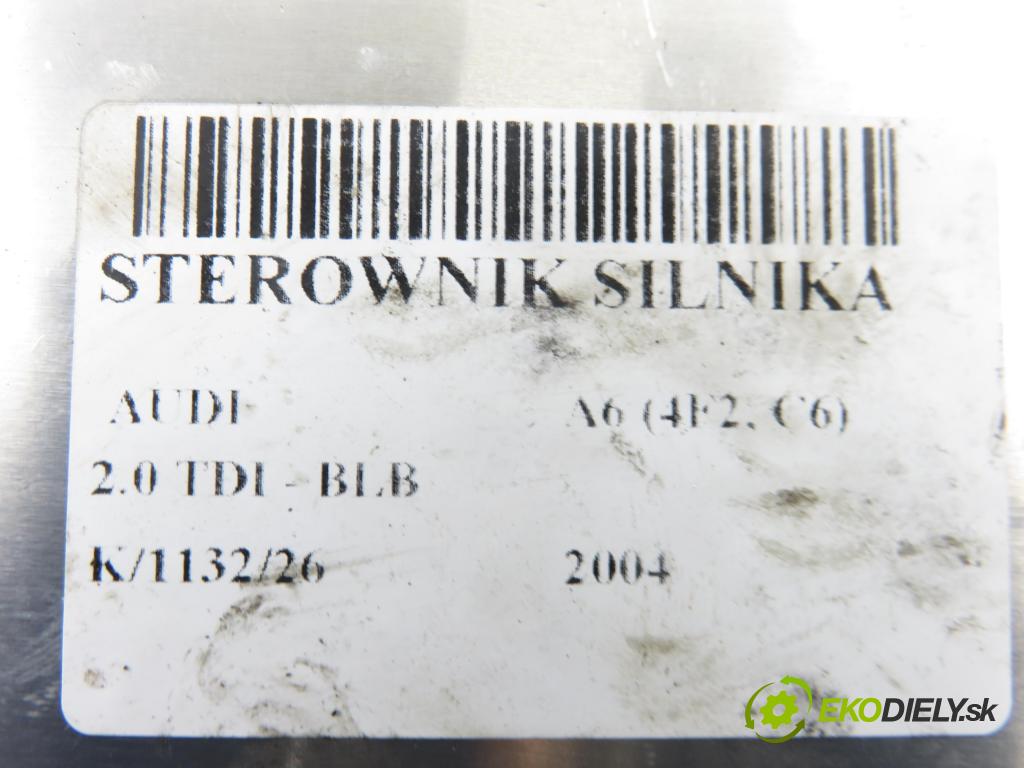 AUDI A6 (4F2, C6) SEDAN 2004 103,00 2.0 TDI - BLB 1968,00 Riadiaca jednotka Motor 03G906016BF ; 0281011850