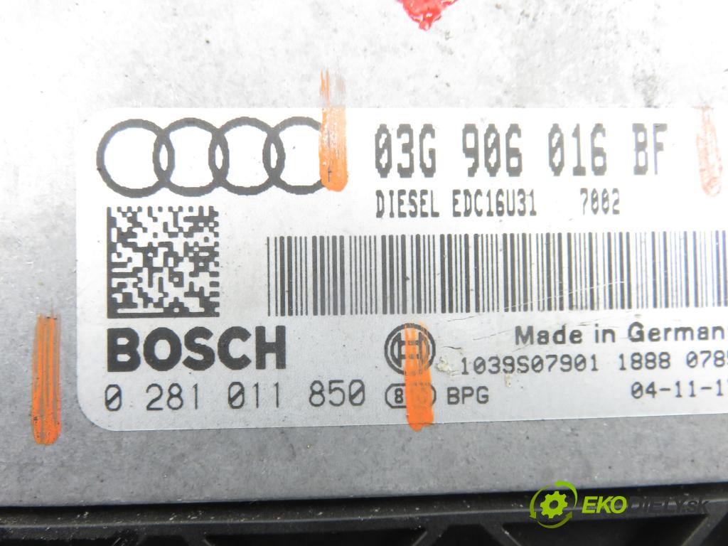 AUDI A6 (4F2, C6) SEDAN 2004 103,00 2.0 TDI - BLB 1968,00 Riadiaca jednotka Motor 03G906016BF ; 0281011850