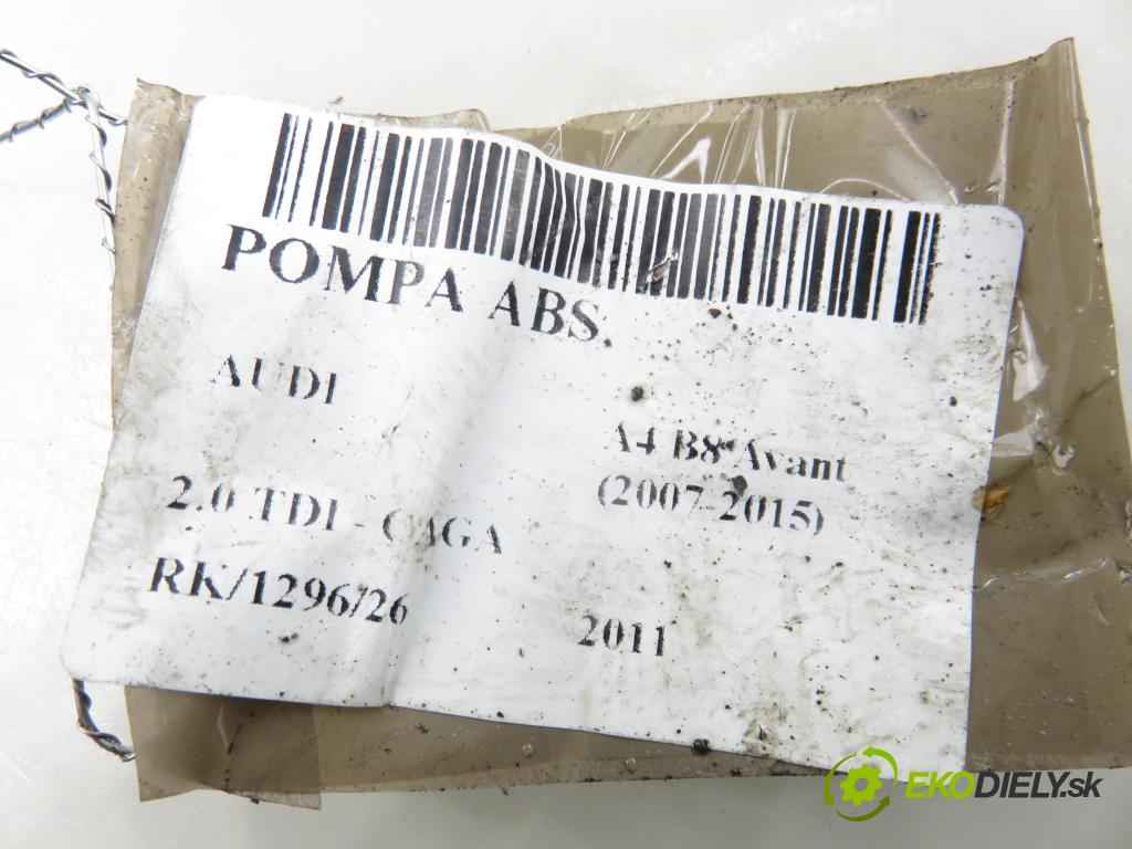AUDI A4 Avant (8K5, B8) KOMBI 2011 105,00 2.0 TDI - CAGA 1968,00 pumpa ABS 0265951539 ; 8K0614517ED ; 0265236348 (Pumpa ABS)