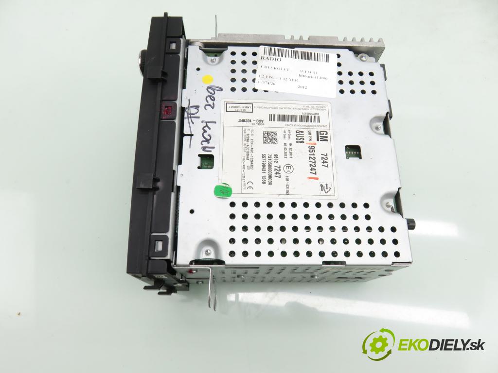 CHEVROLET AVEO liftback (T300) HB 2012 63,00 1.2 LPG - A 12 XER 1229,00 RADIO CD 95127247