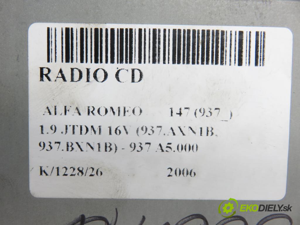 ALFA ROMEO 147 (937_) HB 2006 110,00 1.9 JTDM 16V (937.AXN1B, 937.BXN1B) - 937 A5.000 1910,00 RADIO CD 1560745550
